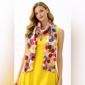 Colorful scarf multicolored 58 X 18 inches approximately polyester NWOT